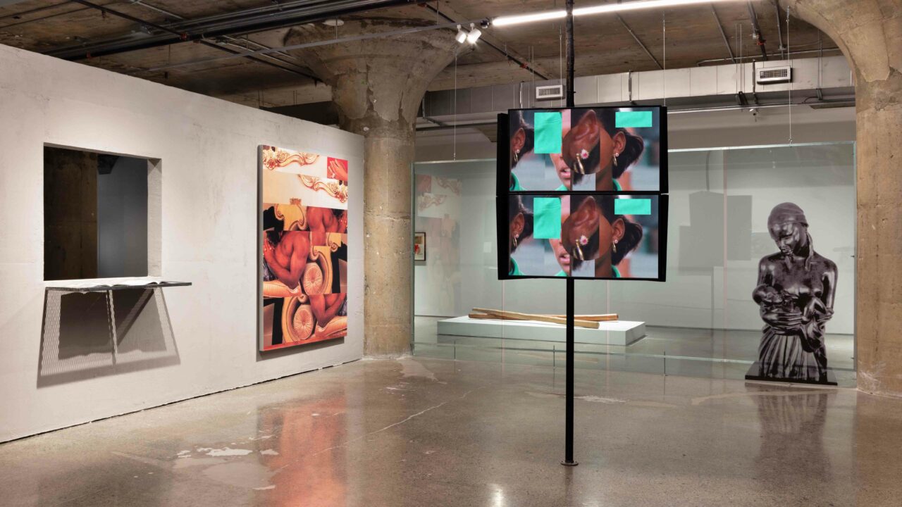 Installation view of Timothy Yanick Hunter, Stereo As a Prefix, 2024.
