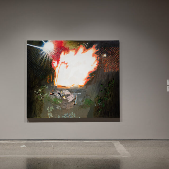 Margaux Williamson, "Fire and Fence," 2025, "Shoes, books, hands, buildings, and cars, installation view," MOCA Toronto, 2025. Photo: LF Documentation.