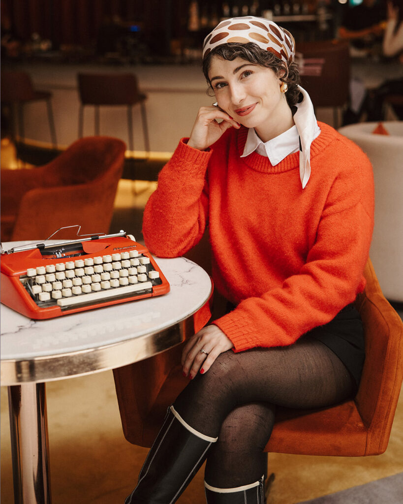 daniella zanchi with typewriter